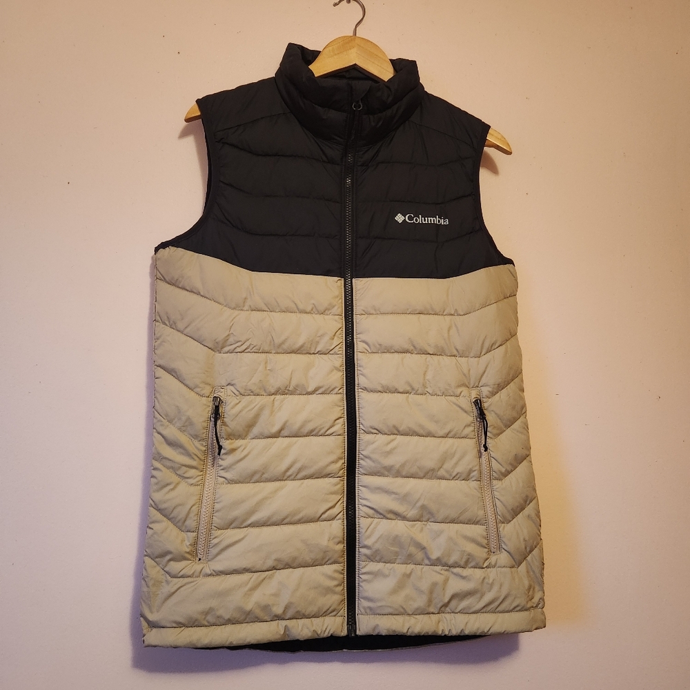Columbia Men's Omni Heat Puffer Vest Black Tan Size S Like New Gorpcore Outdoor